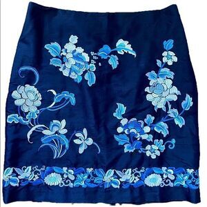 Muse Silk Embroidered Skirt -4 blue embroidered,silk